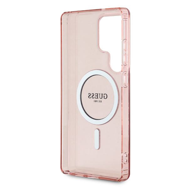Guess Coque MagSafe IML Glitter Gradient Samsung Galaxy S25 Ultra - Rose