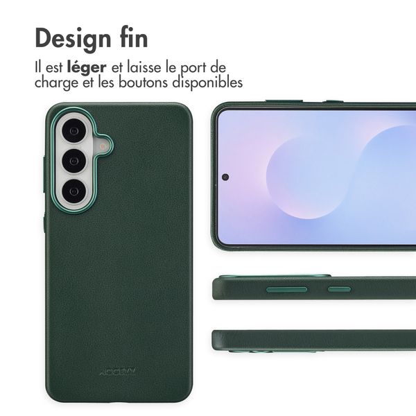 Accezz Coque arrière en cuir avec MagSafe Samsung Galaxy S26 Plus - Cedar Green