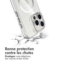 imoshion Coque arrière transparente Pailletée avec MagSafe Apple iPhone 16 Pro - Argent