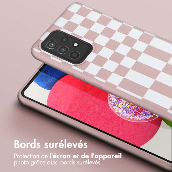 Selencia Coque design en silicone avec cordon amovible Samsung Galaxy A53 - Irregular Check Sand Pink