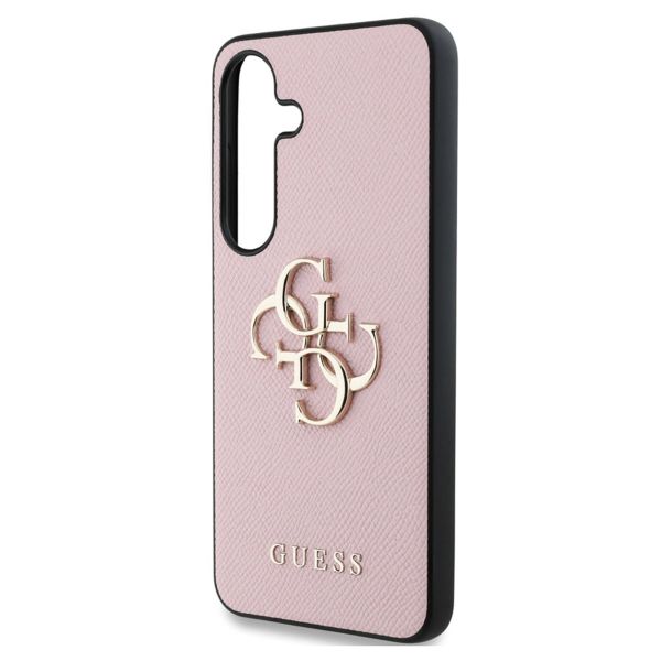 Guess Coque 4G Metal Logo Saffiano Samsung Galaxy S25 - Rose