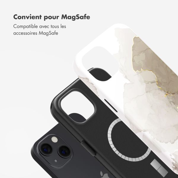 Selencia Coque arrière Vivid Tough avec MagSafe iPhone 13 - Marble Light Brown