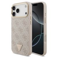 Guess Coque arrière en cuir avec logo Triangle classique et MagSafe Apple iPhone 17 Pro - Rose
