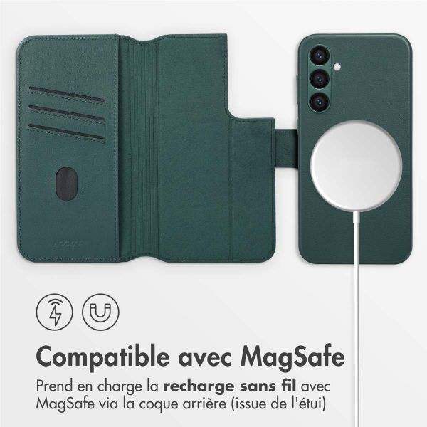 Accezz Étui de télephone portefeuille en cuir 2-en-1 avec MagSafe Samsung Galaxy S24 Plus - Cedar Green