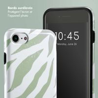 Selencia Coque arrière Vivid Tough iPhone SE (2022 / 2020) / 8 / 7 / 6(s) - Colorful Zebra Sage Green