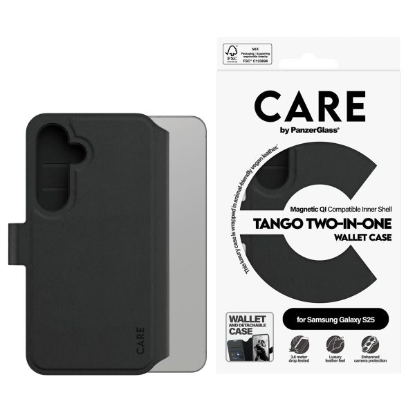 CARE by PanzerGlass Étui de télephone portefeuille Tango 2 en 1 avec MagSafe Samsung Galaxy S25 - Black