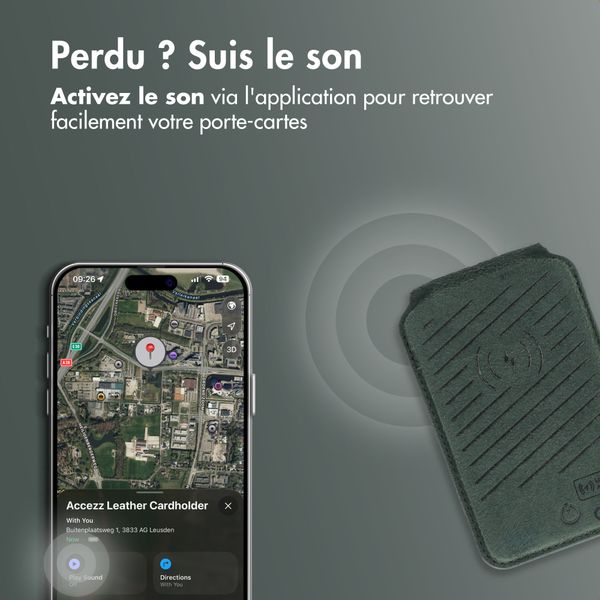 Accezz Portefeuille en cuir magnétique avec support - Compatible avec Apple Find My - Cedar Green