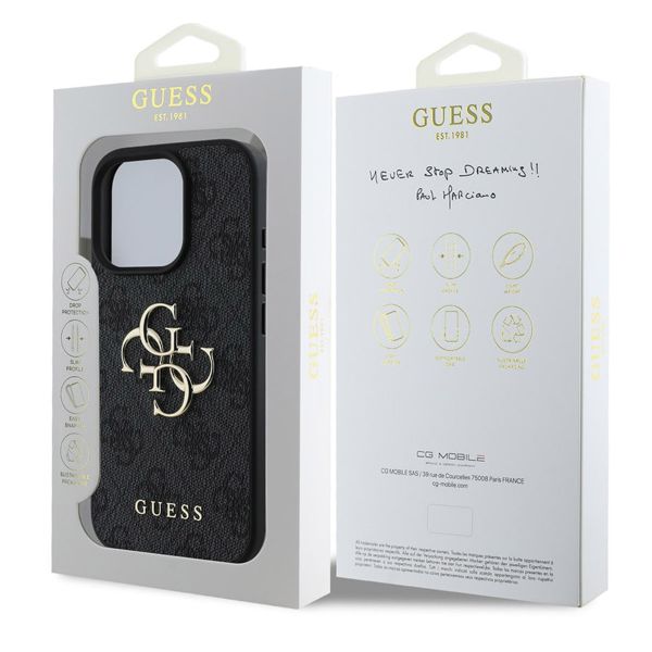 Guess Coque 4G Metal Logo iPhone 16 Pro - Noir