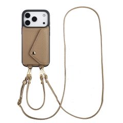 Selencia Coque de télephone Sera avec cordon et porte-cartes enveloppe Apple iPhone 17 Pro - Taupe