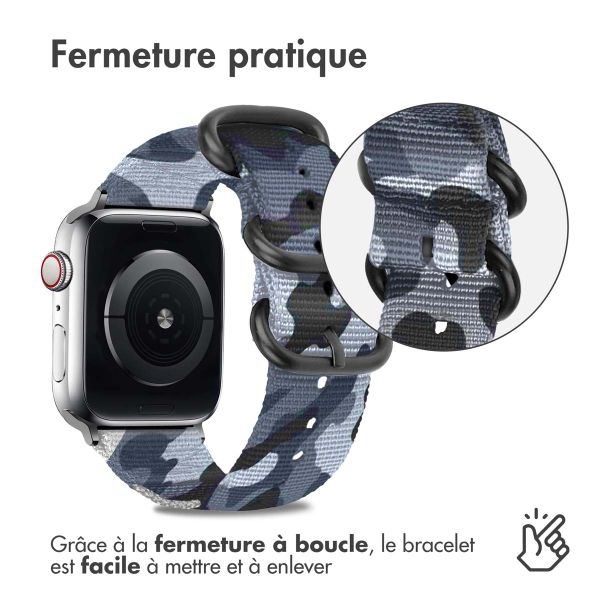 imoshion Bracelet robuste en nylon Apple Watch Series 1 - 9 / SE (38/40/41 mm) | Series 10 / 11 (42 mm) - Camouflage Grey