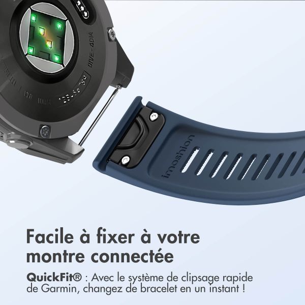 imoshion QuickFit® Bracelet en silicone Stripe Garmin Watch | Fixation 22 mm - Bleu Foncé