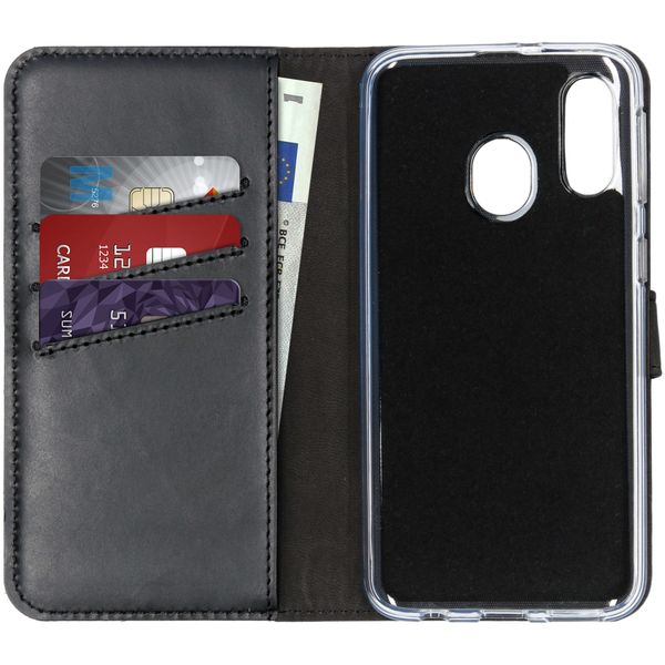 Selencia Étui portefeuille en cuir véritable Samsung Galaxy A40 - Noir