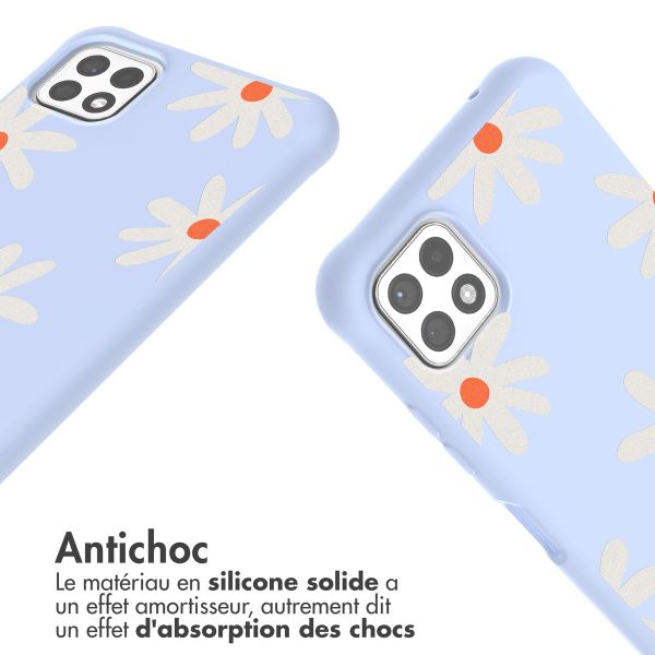 imoshion Coque design en silicone avec cordon Samsung Galaxy A22 (5G) - Lila Flower Distance