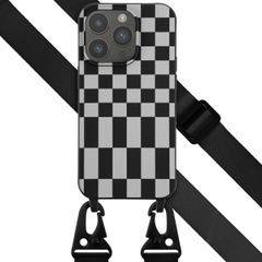 Selencia Coque design en silicone avec cordon amovible Apple iPhone 14 Pro - Irregular Check Black