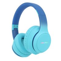 imoshion Casque pour enfants Bluetooth LED - Casque sans fil avec limiteur de décibels + Câble AUX - Cobalt Blue / Soft Blue