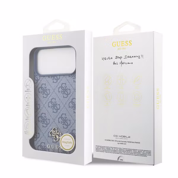 Guess Coque 4G Metal Logo MagSafe Apple iPhone 17 Pro - Bleu