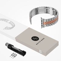 Selencia Bracelet Metallique Jubilee Apple Watch Series 1 t/m 9 / SE (38/40/41 mm) | Series 10 / 11 (42 mm) - Zilver & Rosé Goud / Silver & Rose Gold