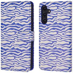 imoshion Étui de télephone portefeuille Design Samsung Galaxy A14 (5G/4G) - White Blue Stripes