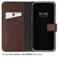 Selencia Étui de téléphone portefeuille en cuir véritable iPhone 15 Plus - Brun