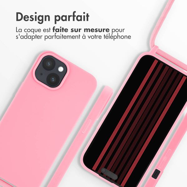 imoshion Coque en silicone avec cordon Apple iPhone 15 - Rose