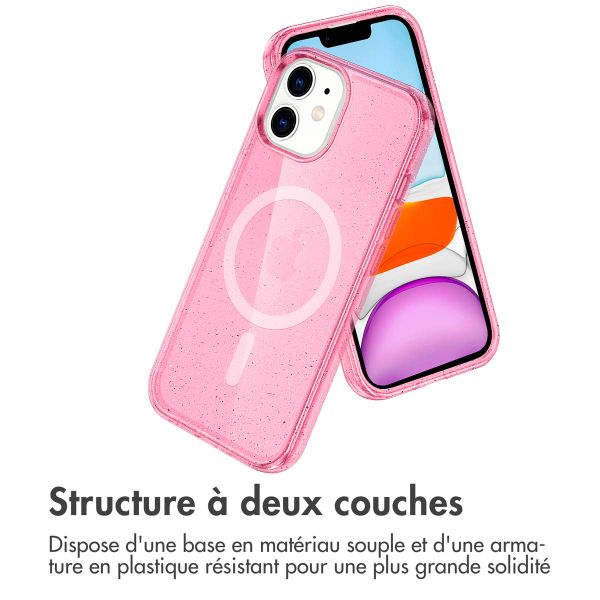 imoshion Coque Pailletée avec MagSafe Apple iPhone 12 (Pro) - Paillettes Rose