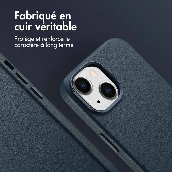 Accezz Coque arrière en cuir avec MagSafe Apple iPhone 15 - Nightfall Blue