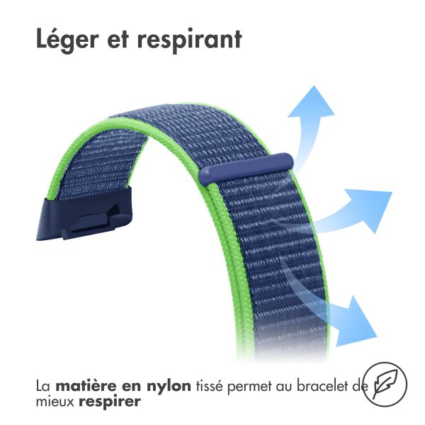 imoshion Bracelet en nylon le Fitbit Charge 5 / Charge 6 - Taille L - Bleu / Vert