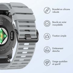 imoshion Bracelet QuickFit® Stripe en silicone  - Connexion Garmin 26 mm - Gris