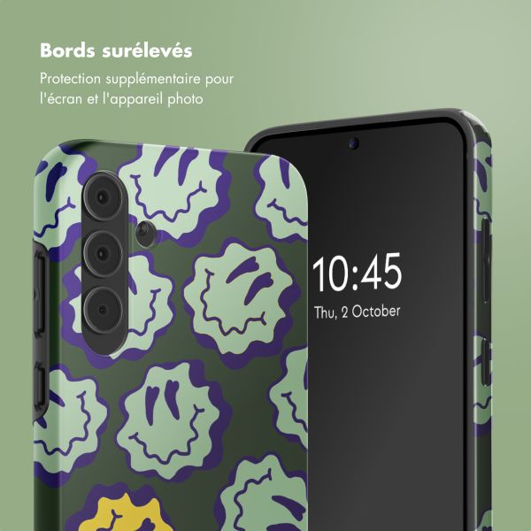 Selencia Coque arrière Vivid Samsung Galaxy A55 - Wavy Smiley Green