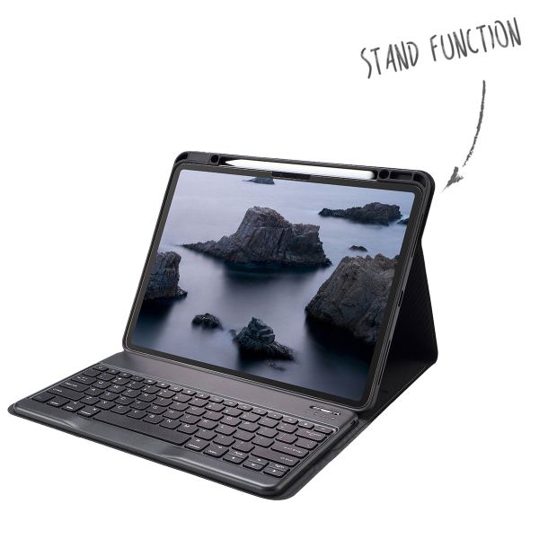 Accezz Étui de tablette portefeuille Bluetooth Clavier QWERTY iPad Air 13 pouces (2024) M2 - Noir