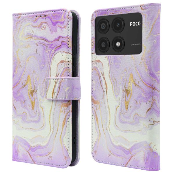 imoshion Étui de télephone portefeuille Design Xiaomi Poco X6 Pro - Purple Marble