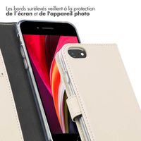 Selencia Étui de téléphone portefeuille en cuir véritable voor iPhone SE (2022 / 2020) / 8 / 7 / 6(s) - Greige