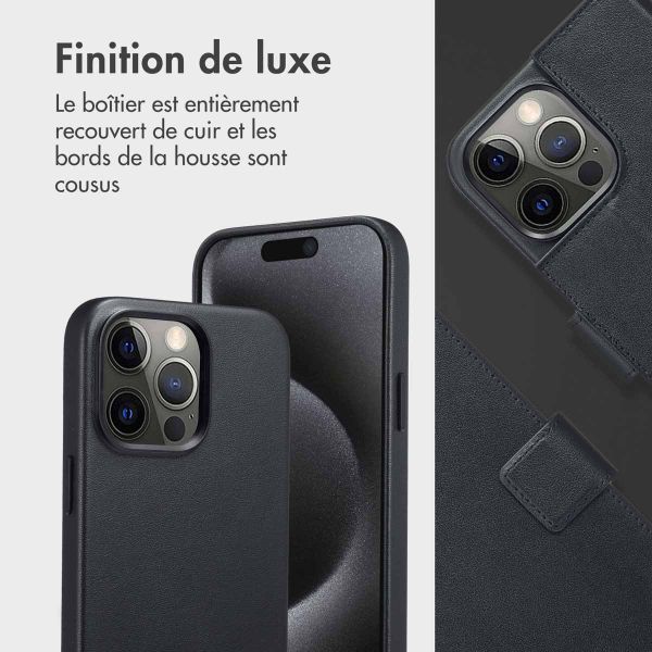 Accezz Étui de télephone portefeuille en cuir 2-en-1 avec MagSafe Apple iPhone 15 Pro Max - Onyx Black