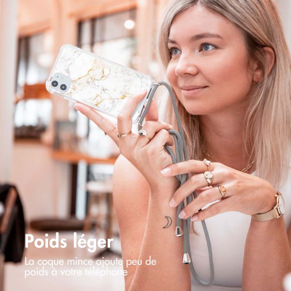 imoshion Coque Design avec cordon iPhone 13 Pro - White Marble