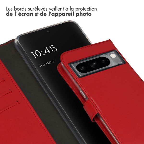 Selencia Étui portefeuille en cuir véritable Google Pixel 8 Pro - Rouge