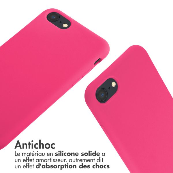 imoshion ﻿Coque en silicone avec cordon iPhone SE (2022 / 2020) / 8 / 7 - Rose Fluo