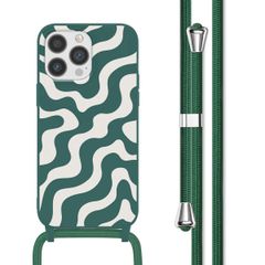 imoshion Coque design en silicone avec cordon Apple iPhone 13 Pro - Petrol Green Groovy