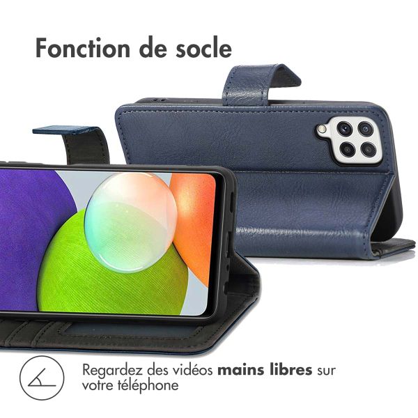 imoshion Étui de téléphone portefeuille Luxe Samsung Galaxy M22 / A22 (4G) - Bleu foncé