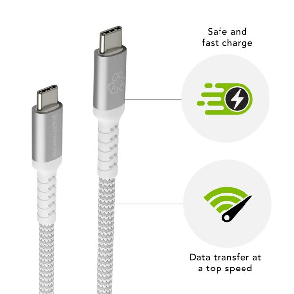 dbramante1928 re-charge - Câble de charge tressé - USB-C vers USB-C - 100 Watt - 1,2 mètres - Blanc