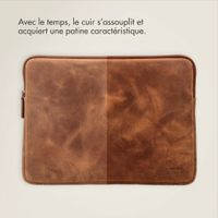 Accezz Pochette ordinateur Leather avec fermeture éclair 13-14 pouces - Cognac