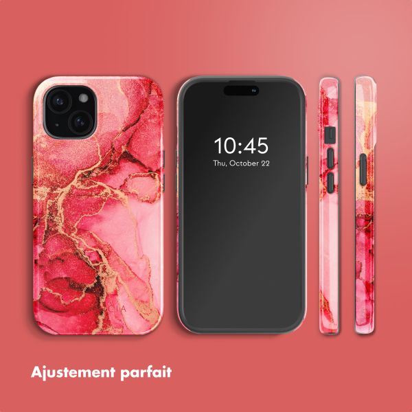 Selencia Coque arrière Vivid Tough avec MagSafe iPhone 15 - Rosy Marble