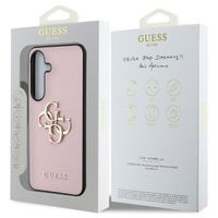 Guess Coque 4G Metal Logo Saffiano Samsung Galaxy S25 - Rose