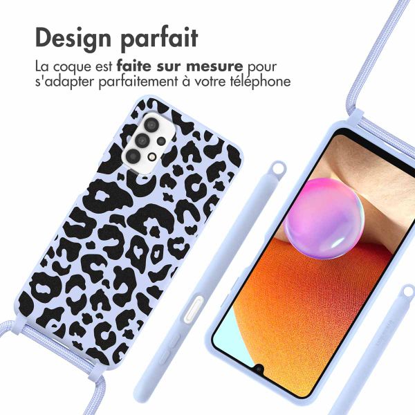 imoshion Coque design en silicone avec cordon Samsung Galaxy A32 (4G) - Animal Lila