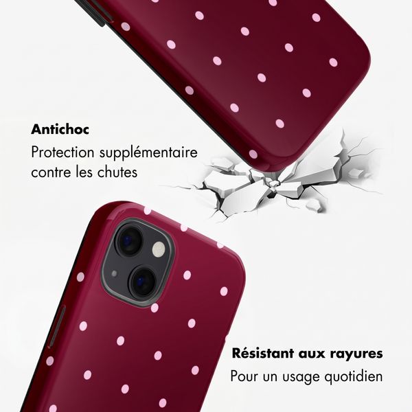 Selencia Coque arrière Vivid Apple iPhone 13 / 13 Pro - Happy Dots Burgundy