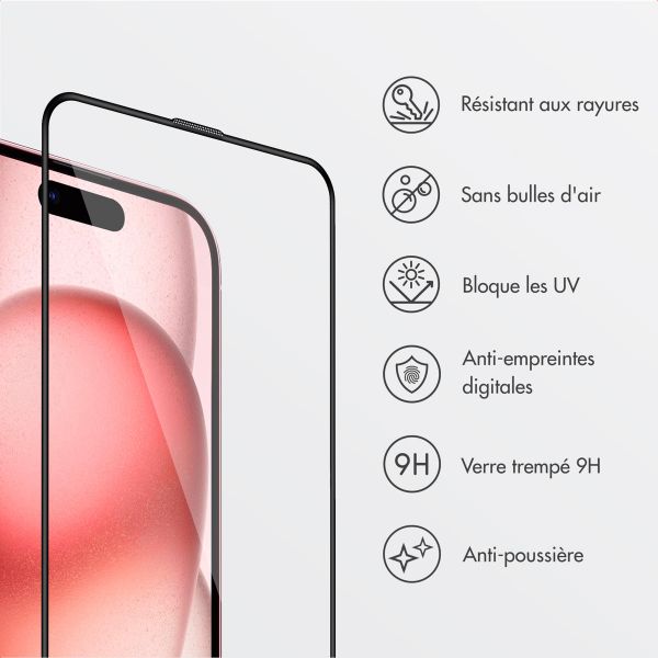 Accezz Protecteur d’écran en verre trempé + Applicateur Apple iPhone 16 / 15