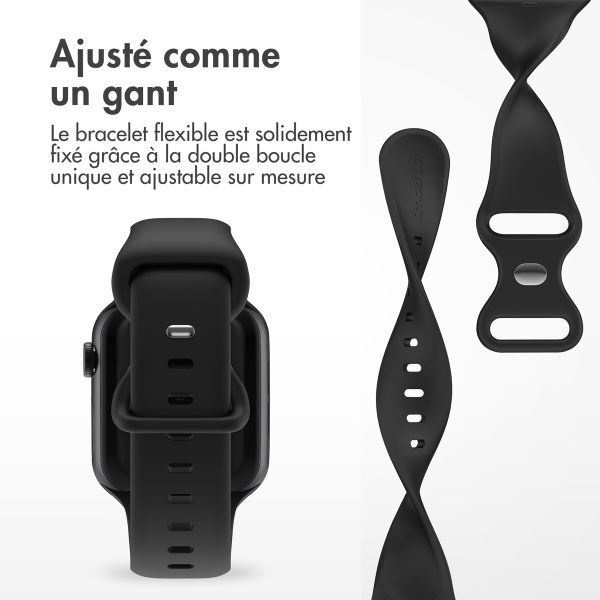 imoshion Bracelet en silicone⁺ Apple Watch Series 1 t/m 9 / SE (38/40/41 mm) | Series 10 / 11 (42 mm) - Taille S/M - Noir