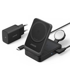 Anker MagGo | Chargeur sans fil pliable 3-en-1 - 15 Watts - Compatible MagSafe et Qi2 - Noir