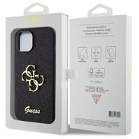 Guess Coque 4G Metal Logo Glitter Backcover iPhone 15 - Noir