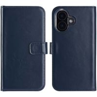 Selencia Étui de téléphone portefeuille en cuir véritable iPhone 16 Plus - Bleu