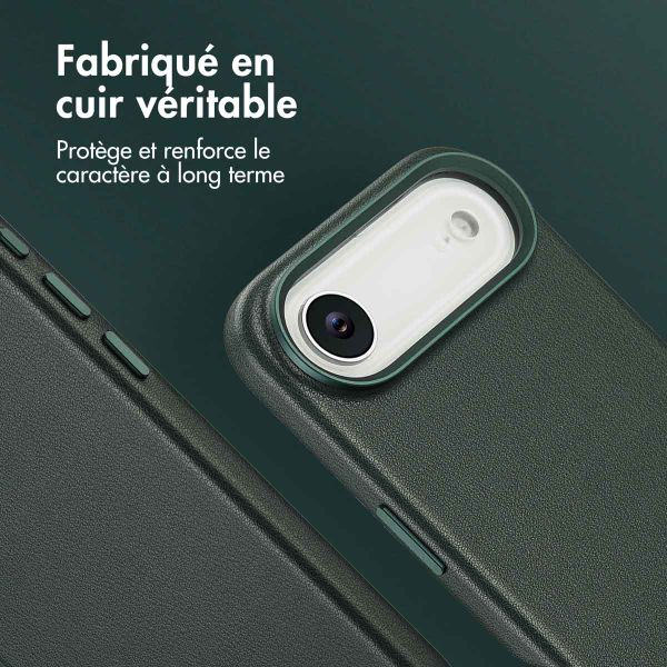 Accezz Coque arrière en cuir avec MagSafe Apple iPhone Air - Cedar Green